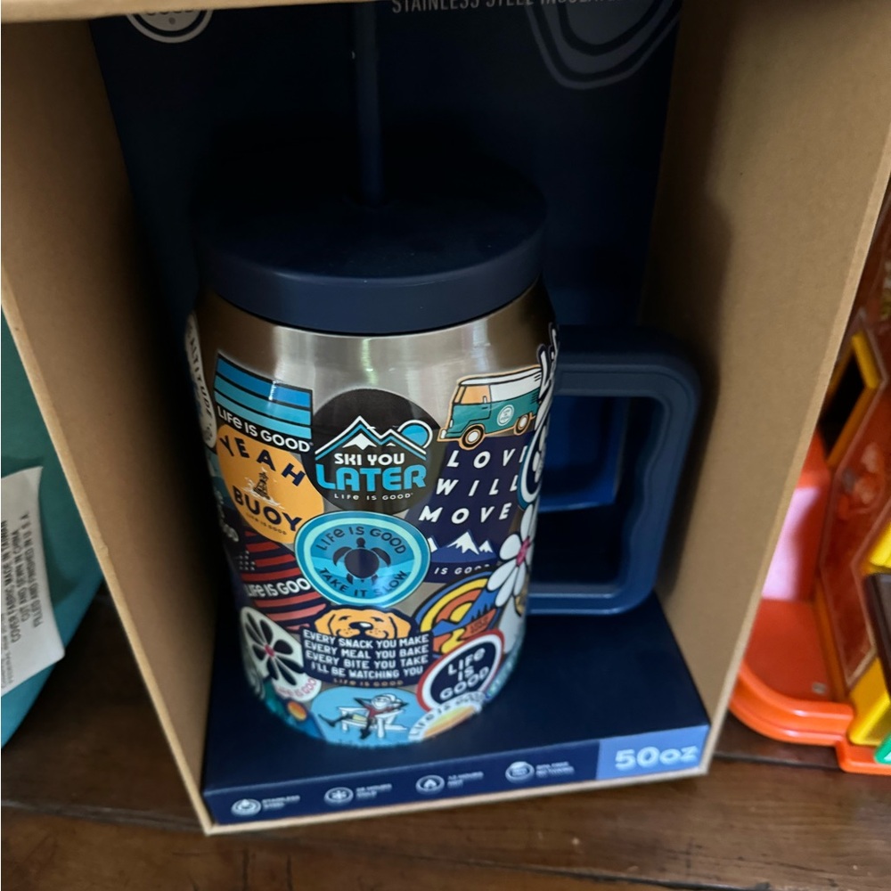 LIFE is GOOD 50 oz reusable bottle! Super cute “pre painted “ sticker look😍